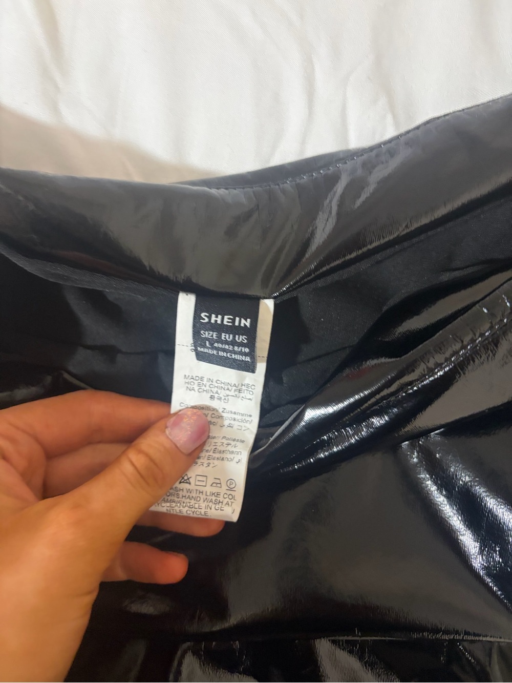 SHEIN Black Patent Faux-Leather Ruffle Mini Skirt - Picture 3 of 3